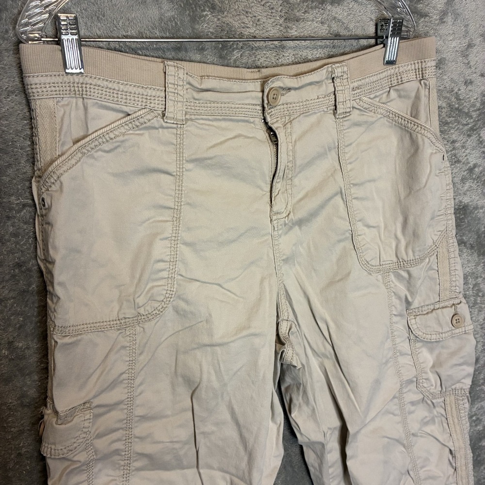 Style & Co Women Capri 14 Y2K Beige Cargo Gorpcore Granola Utility Streetwear